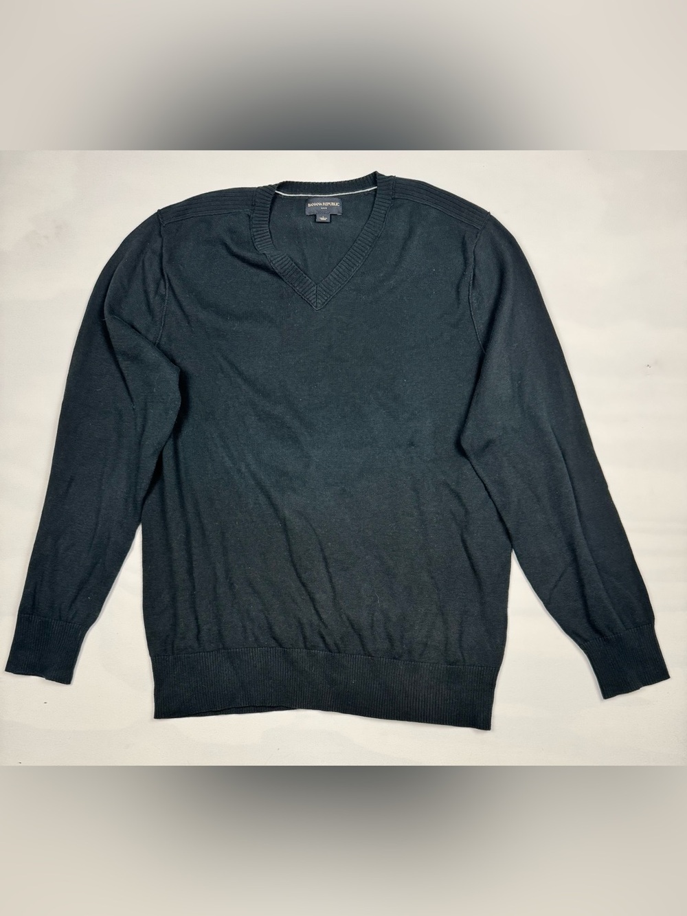 Banana Republic V-Neck Long Sleeve Pullover Black Men’s L 100% Cotton
